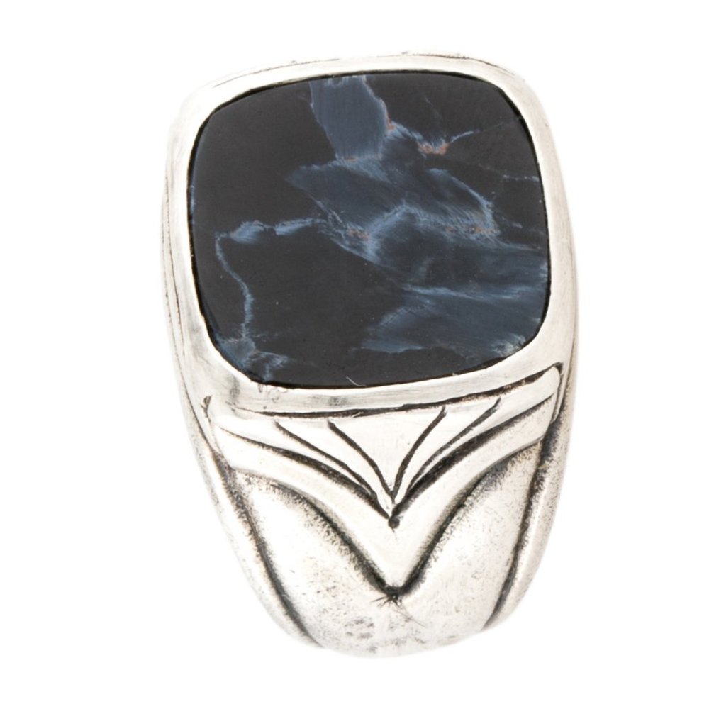 JOHN VARVATOS STERLING SILVER 925 PIETERSITE SIGNET RING - Picture 3 of 5